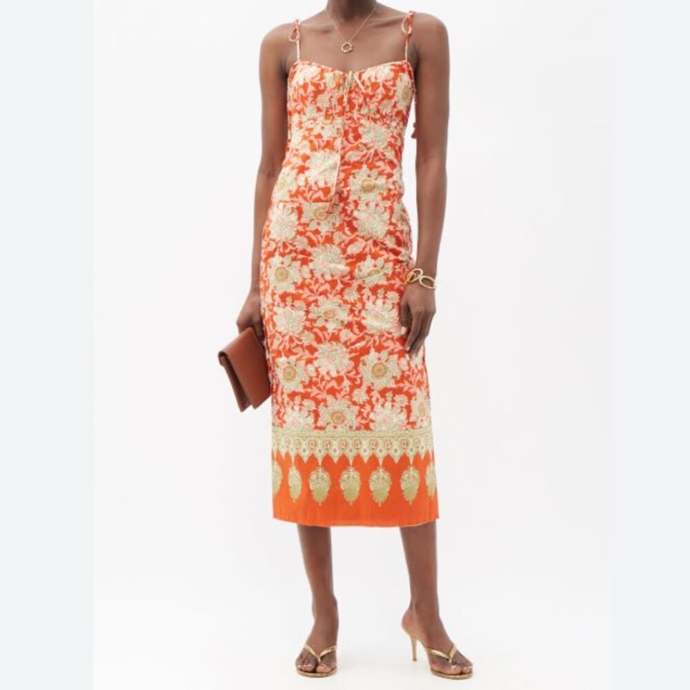 Prettier In Spanish Printed Cotton Slip Dress By Johanna Ortiz